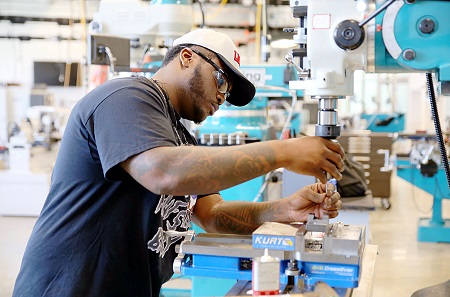 Curtis Williams is enrolled in the Precision Manufacturing and Machining Technology program at East Mississippi Community College’s Communiversity. Williams said he always knew he would go into a career technical program. Curtis Williams is enrolled in the Precision Manufacturing and Machining Technology program at East Mississippi Community College’s Communiversity. Williams said he always knew he would go into a career technical program.