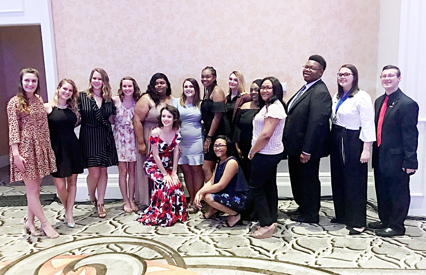 Students in the Phi Theta Kappa Eta Upsilon chapter on East Mississippi Community College’s Scooba campus and the Beta Iota Zeta chapter on the Golden Triangle campus attend the Mississippi/Louisiana Region Awards Gala 2019 at Mississippi State University. Students in the Phi Theta Kappa Eta Upsilon chapter on East Mississippi Community College’s Scooba campus and the Beta Iota Zeta chapter on the Golden Triangle campus attend the Mississippi/Louisiana Region Awards Gala 2019 at Mississippi State University.